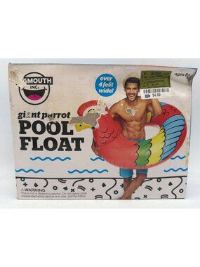 Bigmouth Inc Giant Parrot Pool Float Inflates To 50x45x31 Inches Ages 8+ Colorfu